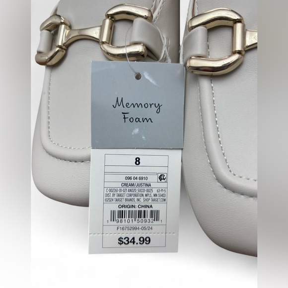 NWT A New Day Cream Memory Foam Block Heels Size 8 Slingback Loafers - Picture 4 of 6